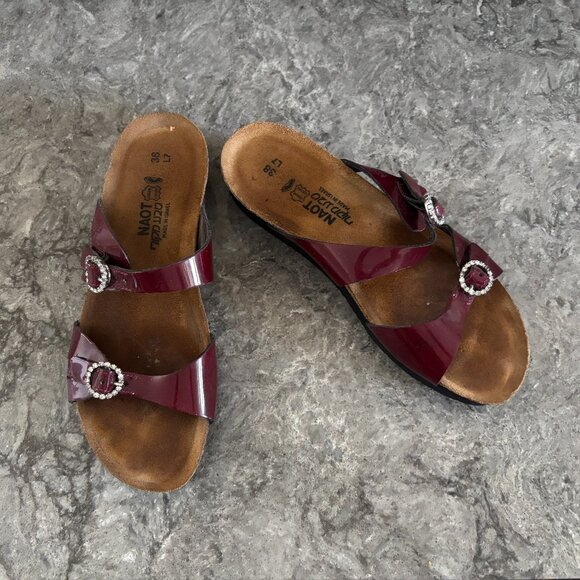 Red Sandals with Rhinestones - Size 38 - Adjustable Straps - Noat - Picture 1 of 8